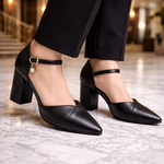 Women's Italian Leather Block Heel Pumps | Comfortable All-Day Wear