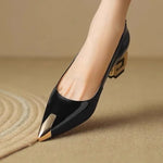 Women's Italian Leather Block Heel Pumps | Refined Comfort Style