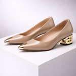 Women's Italian Leather Block Heel Pumps | Refined Comfort Style