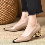 Women's Italian Leather Block Heel Pumps | Refined Comfort Style
