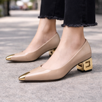 Women's Italian Leather Block Heel Pumps | Refined Comfort Style