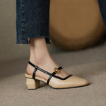 Women's Italian Leather Block Heels | Elegant Comfort Design