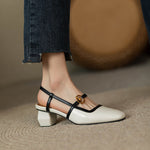 Women's Italian Leather Block Heels | Elegant Comfort Design