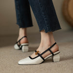 Women's Italian Leather Block Heels | Elegant Comfort Design