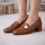 Women's Italian Leather Block Heels | Refined Comfort Design