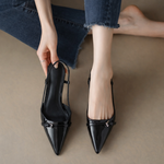 Women's Italian Leather Slingback Pumps | Elegant All-Day Comfort Fit
