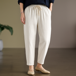Women's Linen Cotton Blend Trousers | Lightweight Breathable Comfort