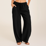 Women's Linen Cotton Blend Wide-Leg Trousers | Lightweight Breathable Comfort