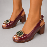 Women's Glossy Block Heel Sandals | Secure Summer Fit