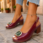 Women's Patent Leather Block Heel Sandals | Elegant All-Day Comfort Fit
