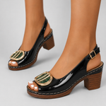 Women's Glossy Block Heel Sandals | Secure Summer Fit