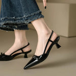 Women's Patent Leather Slingback Heels | Sleek Elegant Office Essential