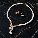 Women's Pearl Necklace and Earring Set | Timeless Sculptural Elegance