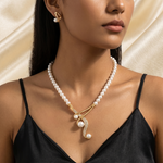 Women's Pearl Necklace and Earring Set | Timeless Sculptural Elegance