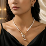 Women's Pearl Necklace and Earring Set | Timeless Sculptural Elegance