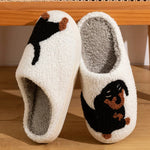 Women's Plush Dachshund Embroidered Slippers | Cozy Indoor Comfort Fit