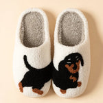 Women's Plush Dachshund Embroidered Slippers | Cozy Indoor Comfort Fit
