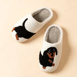 Women's Plush Dachshund Embroidered Slippers | Cozy Indoor Comfort Fit
