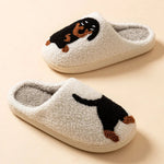 Women's Plush Dachshund Embroidered Slippers | Cozy Indoor Comfort Fit