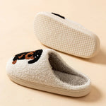 Women's Plush Dachshund Embroidered Slippers | Cozy Indoor Comfort Fit