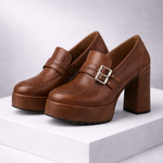 Women's Premium Leather Block Heels | Comfortable Elegant Design