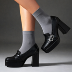 Women's Premium Leather Block Heels | Comfortable Elegant Design
