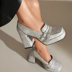 Women's Premium Leather Block Heels | Comfortable Elegant Design