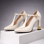 Women's Leather Buckle Block Heels | Refined Everyday Fit