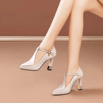 Women's Leather Buckle Block Heels | Refined Everyday Fit