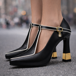 Women's Premium Leather Block Heels | Confident All-Day Comfort