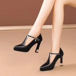 Women's Leather Buckle Block Heels | Refined Everyday Fit