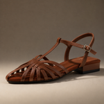 Women's Premium Leather Woven Strap Sandals | All-Day Comfort Essential