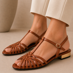 Women's Premium Leather Woven Strap Sandals | All-Day Comfort Essential