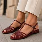 Women's Premium Leather Woven Strap Sandals | All-Day Comfort Essential