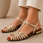 Women's Premium Leather Woven Strap Sandals | All-Day Comfort Essential