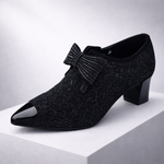 Women's Rhinestone Block Heels | Elegant Statement Bow Design