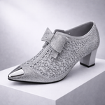 Women's Rhinestone Block Heels | Elegant Statement Bow Design