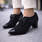 Women's Rhinestone Bow Block Heels | Statement Occasion Style