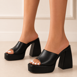 Women's Smooth Leather Platform Mules | Bold Slip-On Summer Essential