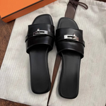 Women's Smooth Leather Square-Toe Slides | Elegant All-Day Comfort Design
