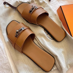 Women's Smooth Leather Square-Toe Slides | Elegant All-Day Comfort Design