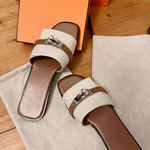 Women's Smooth Leather Square-Toe Slides | Elegant All-Day Comfort Design