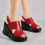 Women's Soft Leather Platform Wedge Sandals | Effortless All-Day Comfort Fit