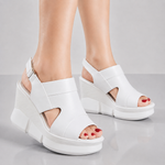 Women's Soft Leather Platform Wedge Sandals | Effortless All-Day Comfort Fit