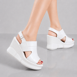 Women's Soft Leather Platform Wedge Sandals | Effortless All-Day Comfort Fit