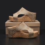 Women's Synthetic High Wedge Rivet Sandals | Bold Elevated Comfort Fit