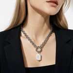 Women's Textured Pearl Necklace | Bold Chain Link Statement Design