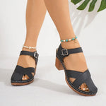 Women's Vegan Leather Block Heel Sandals | Effortless All-Day Comfort Design