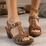 Women's Vegan Leather Block Heel Sandals | Effortless Comfort Fit