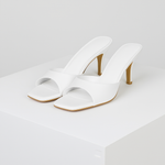 Women's Vegan Leather Open Toe Mule Heels | Sleek All-Day Comfort Design